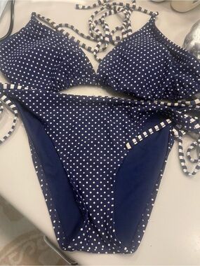 Navy Polka Dot Women's Two-Piece Bikini